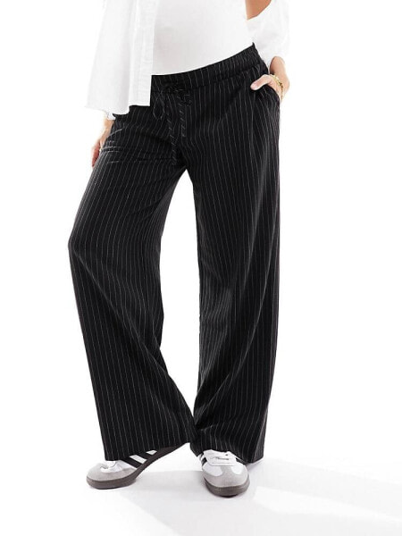 ASOS DESIGN Maternity pull on trouser in black with white stripe