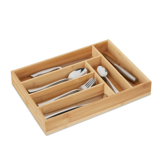 Утварь для хранения ложек, вилок и ножей Relaxdays Besteckkasten Bambus