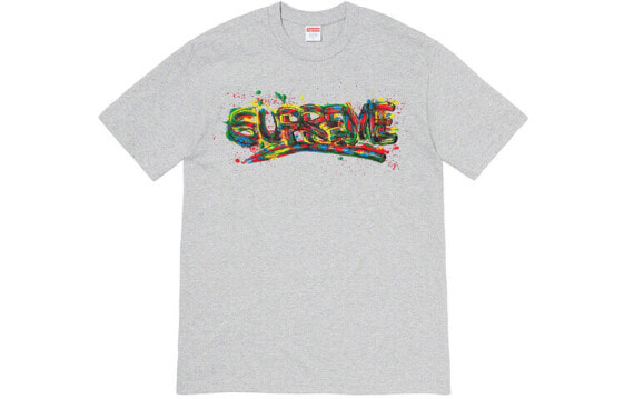 Supreme SS20 Week 1 Paint Logo Tee 喷漆Logo短袖T恤 男女同款 灰色 送礼推荐 / Футболка Supreme SS20 Week 1 Paint Logo SUP-SS20-273