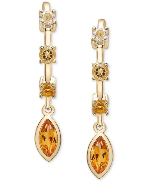 Citrine (5/8 ct. t.w.) & White Topaz (1/6 ct. t.w.) Linear Drop Earrings in 14k Gold-Plated Sterling Silver