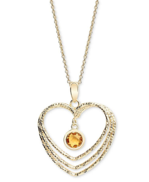 Macy's citrine Triple Heart Orbital Pendant Necklace (3/4 ct. t.w.) in 14k Gold-Plated Sterling Silver, 18" + 2" extender