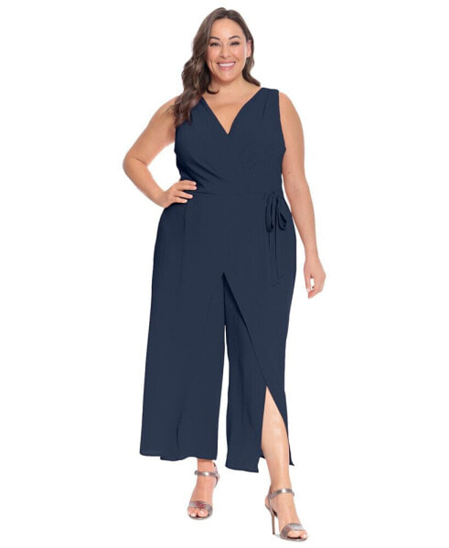 Plus Size Sleeveless Sarong-Tie Jumpsuit