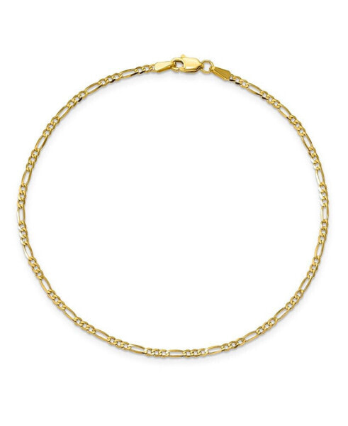 Flat Figaro Chain Ankle Bracelet in 14k Yellow Gold