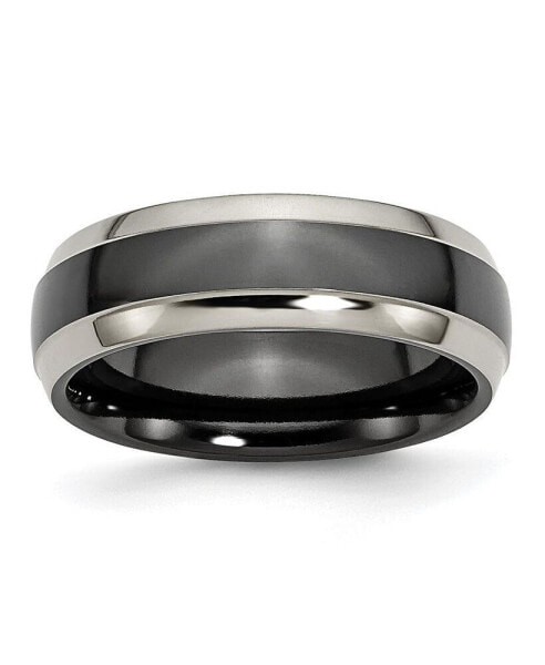 Titanium Grey and Black Ti Polished Wedding Band Ring