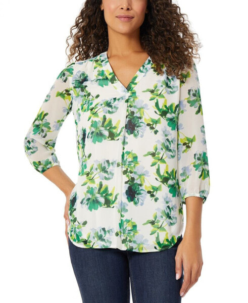 Women's Floral-Print 3/4-Sleeve Tunic Top