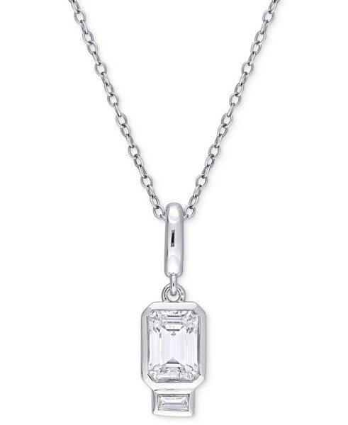 Lab-Grown White Sapphire Two Stone 18" Pendant Necklace (1-3/4 ct. t.w.) in Sterling Silver
