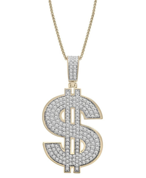 Men's Diamond Dollar Sign 22" Pendant Necklace (1/2 ct. t.w.) in 14K Gold-Plated Sterling Silver