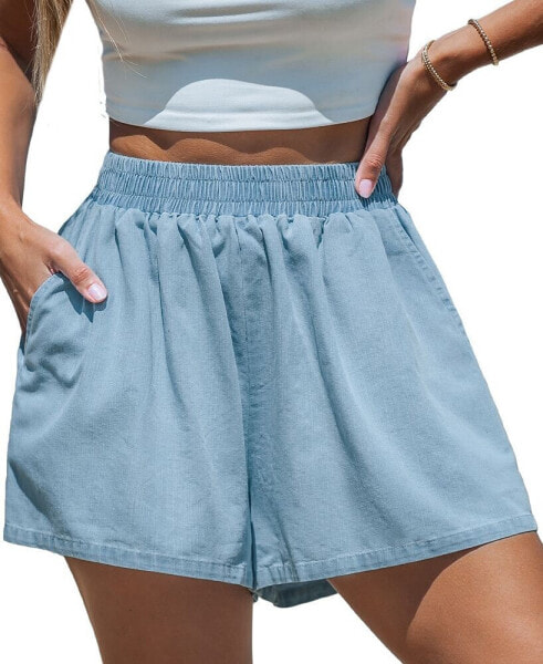 Women's Denim High-Rise Ruffled Shorts