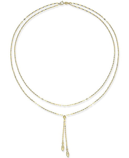 Macy's double Layer 17" Lariat Necklace in 14k Gold