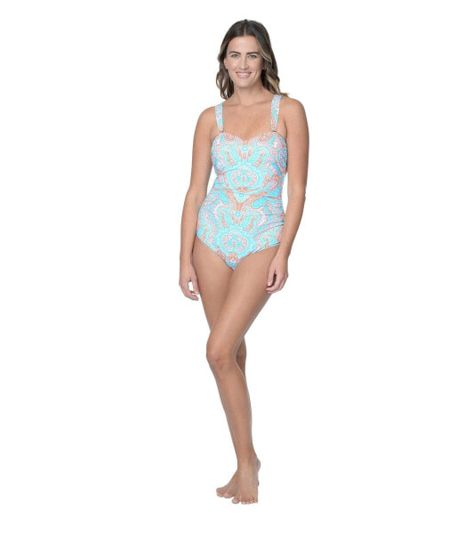 Jantzen 293404 Women Perfectly Paisley Bandeau One-Piece Multicolored Size 10