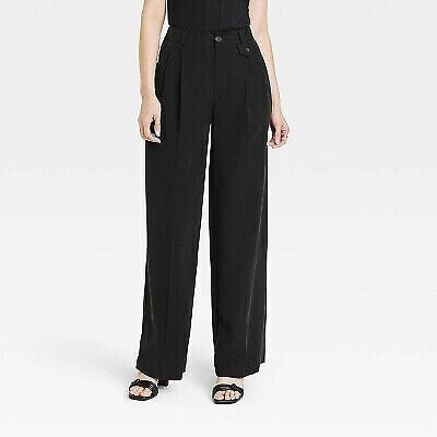 Women's High-Rise Relaxed Fit Full Length Baggy Wide Leg Trousers - A New Day