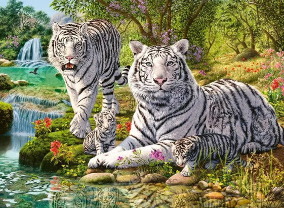 Puzzle 500 t Familie der weissen Tiger