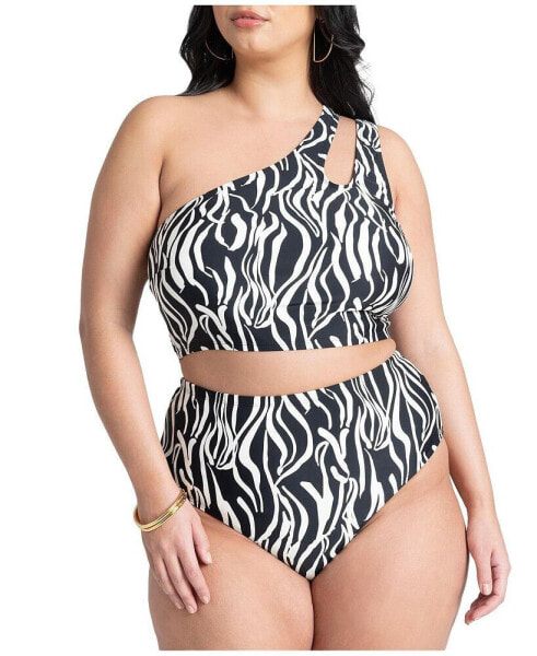 Plus Size Printed Bikini Bottom - 14, Zebra