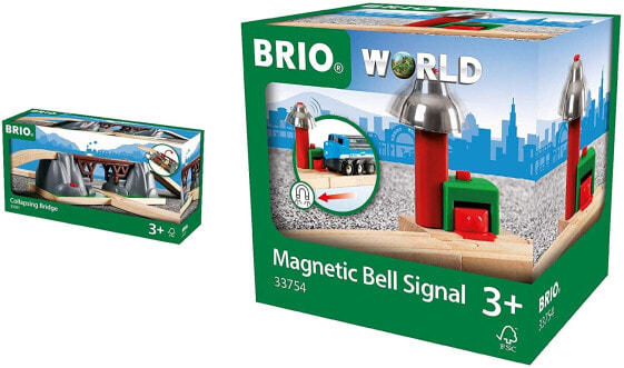 BRIO World 33391 Einsturzbrücke - Ergänzung für die BRIO Holzeisenbahn - Empfohlen ab 3 Jahren & Bahn 33696 - Langholzwagen