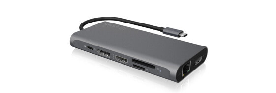 ICY BOX IB-DK4050-CPD - Wired - USB 3.2 Gen 1 (3.1 Gen 1) Type-C - 100 W - 10,100,1000 Mbit/s - Anthracite - MicroSD (TransFlash) - SD