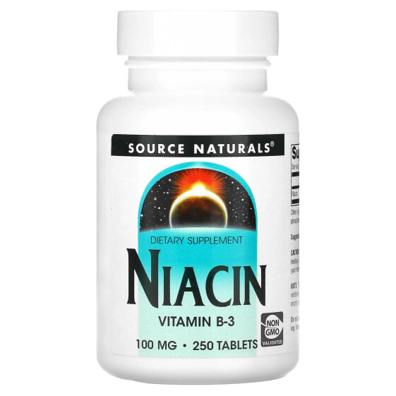 Source Naturals, ниацин, 100 мг, 250 таблеток