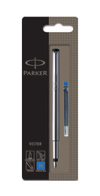 Parker Vector - Stainless steel - Cartridge filling system - Blue - Stainless steel - Blister - 1 pc(s)