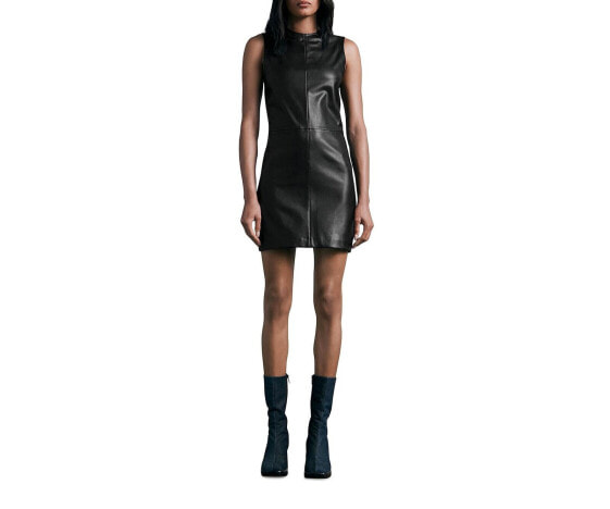 rag & bone Womens Desta Faux Leather Shift Dress Black Size 8