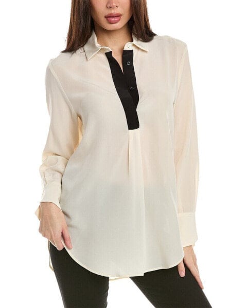 Piazza Sempione Oversized Silk Blouse Women's White 42