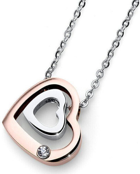 Romantic bicolor necklace Doubleheart 11858