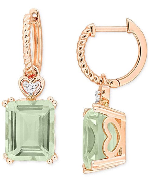 Серьги Macy's Green Quartz & White Topaz Heart