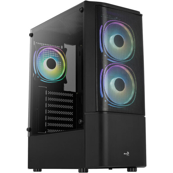 Aerocool Quantum Mesh v2 Midi-Tower, FRGB, Tempered Glass - schwarz