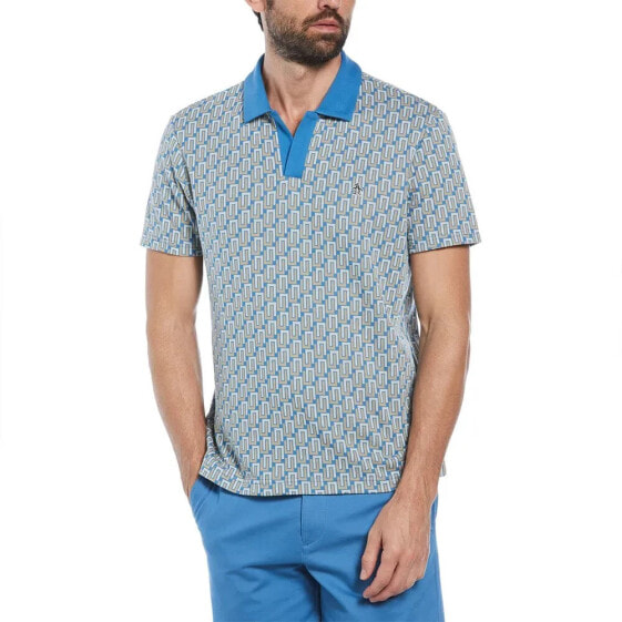 ORIGINAL PENGUIN Ao Geo Jacquard Johnny Collar short sleeve polo