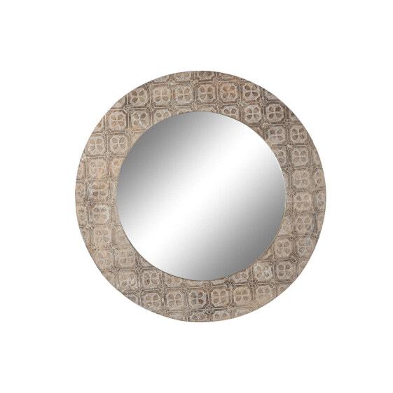 Настенное зеркало DKD Home Decor 76 x 4 x 76 cm Стеклянный Коричневый Белый Mandala Древесина манго Индиец Деревянный MDF Марино