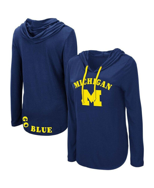 Women's Navy Michigan Wolverines My Lover Lightweight Hooded Long Sleeve T-shirt