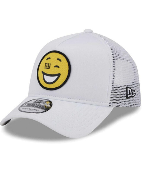 Men's White New York Giants Happy A-Frame Trucker 9Forty Snapback Hat