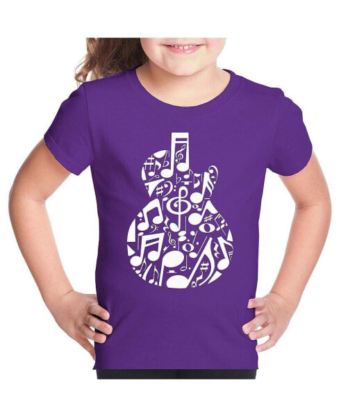 Music Notes Guitar - Girl's Child Word Art T-Shirt