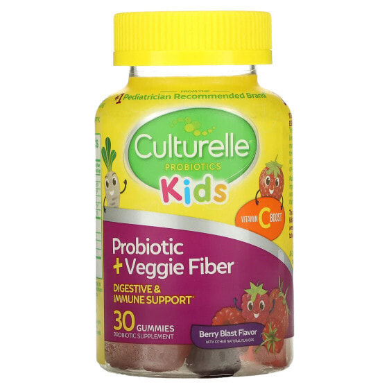 Детские жевательные мультивитамины "Culturelle Probiotic + Veggie Fiber", ягодный взрыв, 30 шт.