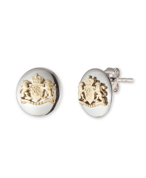 Sterling Silver and 18K Gold Over Sterling Silver Crest Stud Earring