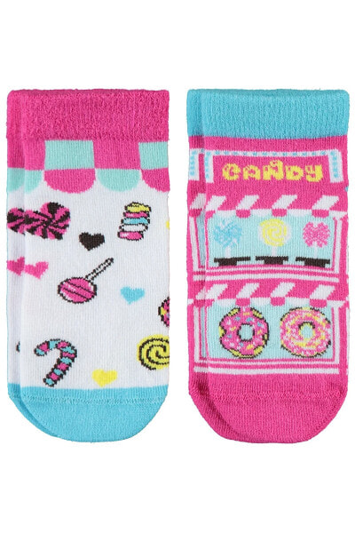 Kız Çocuk 2'li Patik Çorap Set 3-11 Yaş Fuşya