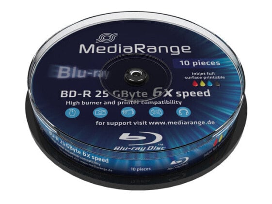 MEDIARANGE MR500 - 25 GB - BD-R - cakebox - 10 pc(s)