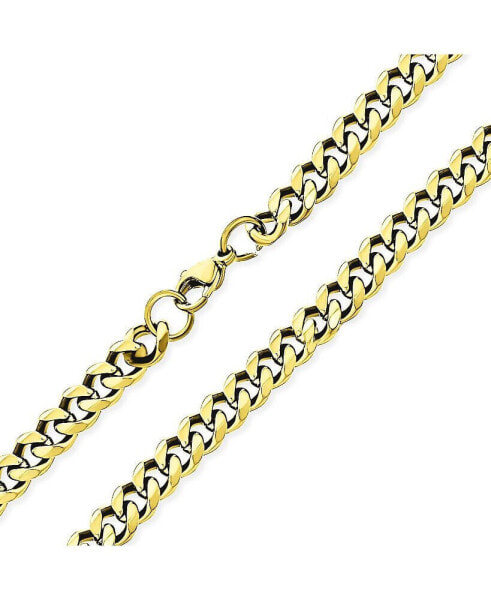 Urban Biker Jewelry Men Women Solid Curb Link Chain Necklace Gold Tone Stainless Steel 7MM