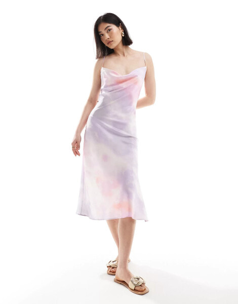 Boss cami slip dress in lilac print