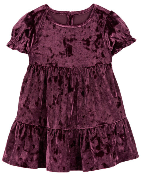 Baby Velour Puff Sleeve Dress 12M