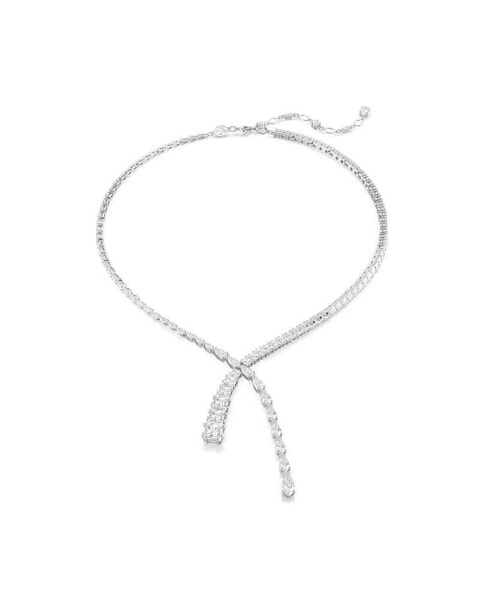 Matrix Mixed Cuts, White, Rhodium Plated Y Necklace