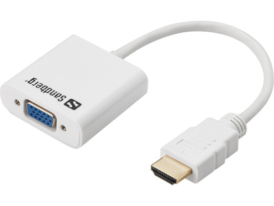 SANDBERG HDMI to VGA Converter - VGA (D-Sub) - HDMI Type A (Standard) - Male - Female - White - RoHS