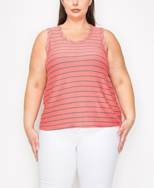 Plus Size Pointelle Stripe Tank Top