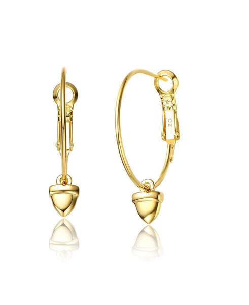 14K Gold Plated Cubic Zirconia Heart Hoop Earrings