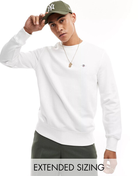 GANT shield logo embroid sweatshirt in white