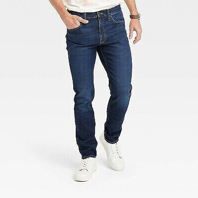 Men's Skinny Fit Jeans - Goodfellow & Co Dark Blue Denim 34x32