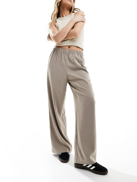 Selected Femme high waist wide fit trousers in beige