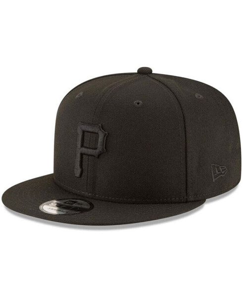 Pittsburgh Pirates Black On Black 9Fifty Team Snapback Adjustable Black Hat