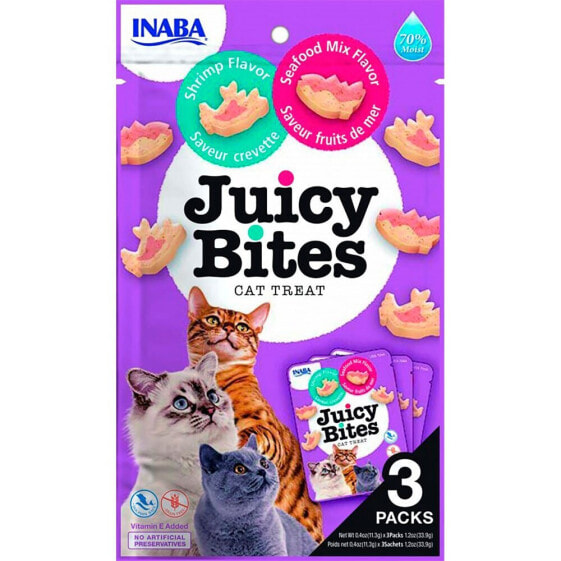 INABA Juicy Bites Shrimp And Seafood 3x11.3g Cat Snack