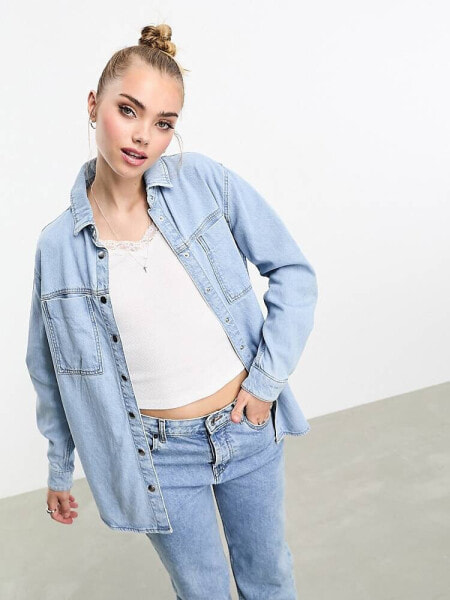 New Look oversized denim shirt in blue