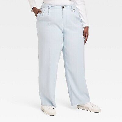 Women's High-Rise Relaxed Fit Full Length Baggy Wide Leg Trousers - A New Day