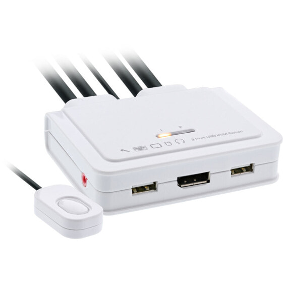 InLine KVM Switch - 2-port - USB-C to DisplayPort 1.2 - 4K - audio - integr. cable